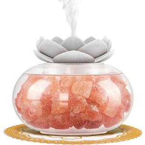 Essential Oil Diffusers Aromatherapy Diffuser: Vyaime Salt Lamp Diffuser for Home Bedroom Office, Pink Crystal Himalayan Cute Lotus Auto Shut-Off 7 Colors LED Night Light - VY0110 (Multi Color)