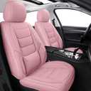 SCOMEE Leather Car Seat Covers Front Automotive Seat Protectors | Breathable Waterproof Durable Anti-Slip Full Coverage & Lumbar Support Design Universal Fit for Most Cars SUVs Trucks Pink, PINK1-Front