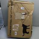 UPSKY Stainless Steel Cat Litter Box with Lid, XL Large Metal Litter Box for Large Breeds, Enclosed Kitty Litter Pan with High Sides, Leak-Proof & Non-Stick, Easy to Clean, Scoop and Mat Included