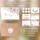 48 Pack Pre-Folded Floral Thank You Cards with Envelopes & Stickers, 6 Elegant Designs for Wedding, Baby Shower, Bridal Shower, Teacher Gifts (Pink Floral)