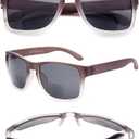 Bifocal Sunglasses for Men Wrap-Around Sports Sun Readers Oversized NO Line Bifocal Reading Glasses UV400 Protection (Gray)