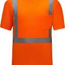 High Visibility Shirts Quick Dry Safety T Shirts with Reflective Strips and Pocket Short Sleeve Mesh Hi Vis Construction Work Class 2 Shirt for Men/Women Orange,Medium