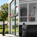 30FT Reach Telescopic Extension Pole-5-24FT Multi-Purpose Extension Pole with Easy Flip Lock, Universal Twist-on Metal Tip, Lightweight Sturdy Aluminum Paint Roller Extension Pole for Window Cleaning
