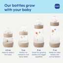 MAM 4.5oz Easy Start Anti-Colic Wide Neck Vented Baby Bottle, Extra Slow Flow Breastfeeding-Like Silicone Nipple, Reduces Colic, Gas & Reflux, Easy to Clean, BPA Free, 0+ Months, Made in Europe (2 Count (Pack of 1), Purple Iris)