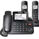 Panasonic Corded Phone/Cordless Phone with Answering Machine, Advanced Call Block and 2Way Recording, 2 Handsets Expandable up to 6 Cordless Handsets  KXTGF852B (Black)