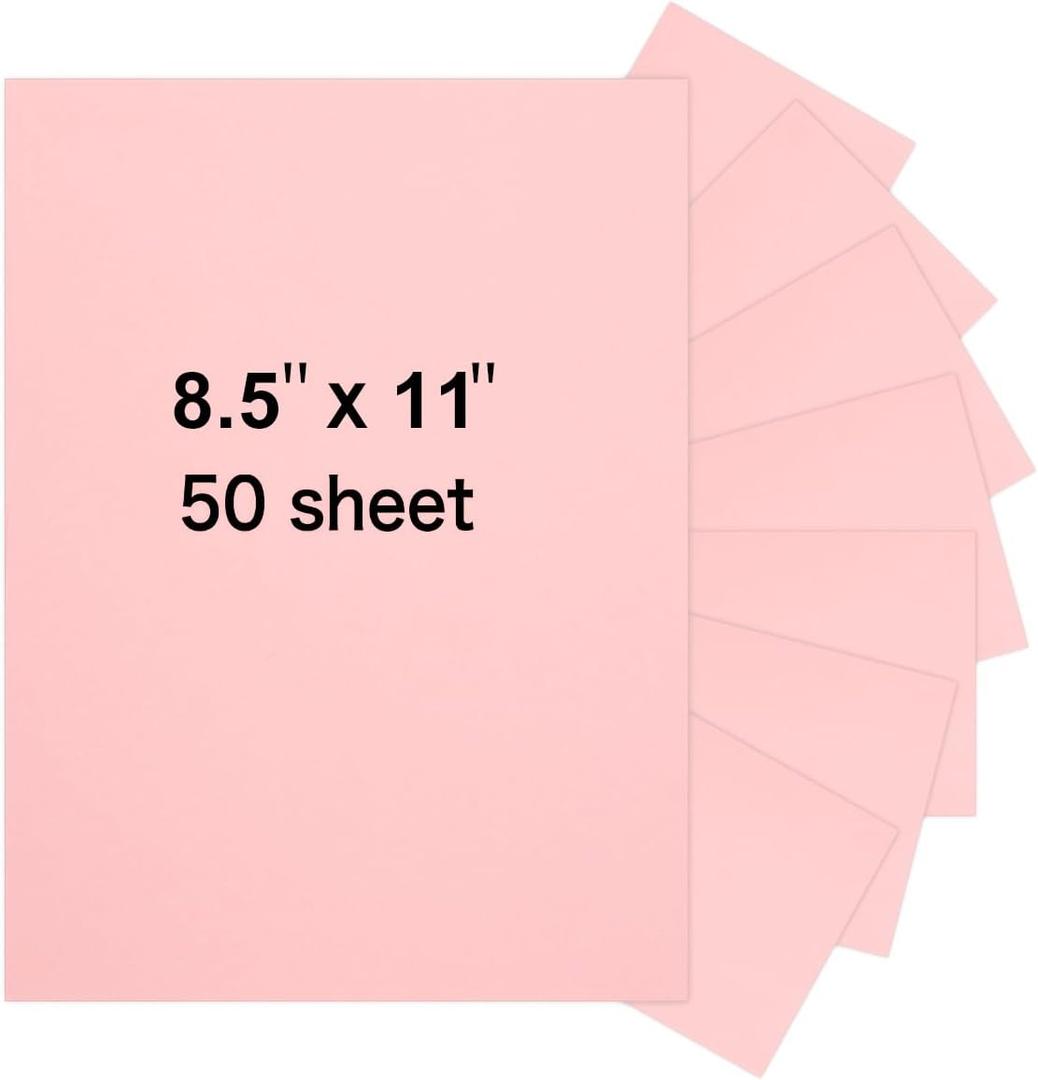 50 Sheets 8.5" x 11" Pink Cardstock, Heavyweight Cardstock Sheets Blank Invitation Paper Greeting Cards Printable, 75lb Cover 200 GSM