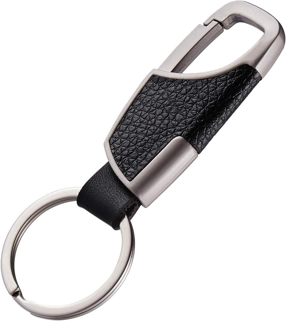 BAKUN Premium Handmade Car Leather Valet Keychain Key Organizer For Men Women, Home Key Chain Key Ring Key Holder (Nickel)