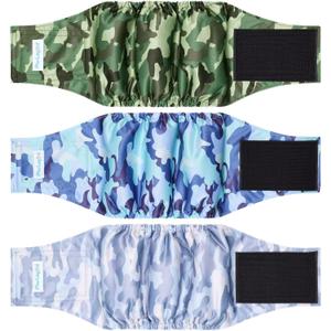 Paw Legend Washable Dogs Diapers Male Dog Belly Bands for Male Dogs Diapers Reusable Puppy & Doggie Diapers Male (3 Pack, Large) (Camo)