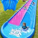 Spring Water 32ft Inflatable Slip and Water Slide for Kids, 2 Racing Lane Giant Slip n Water Slides for Backyard Heavy Duty with 2 Bodyboards, Outdoor Summer Water Toys Funs Sprinkler