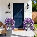 HyeFlora Artificial Flowers for Outdoors, 2pcs Faux Hanging Morning Glory Silk Fake Flowers Lifelike Artificial Plants UV Resistant Flowers for Outside Planter Patio Garden Porch Decor (Purple)