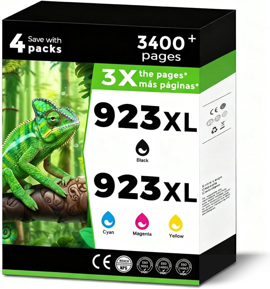 923XL (923e) Ink Cartridges Fit for HP OfficeJet Pro 8130e 8135e 8125e Printers Replacement for 923 e XL for HP923 8122e 8130 8132e 8134e 8138e 8139e 8124 8124e 8125e Black Cyan Magenta Yellow 4 Pack