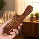 2 Pcs Sandalwood Comb Set Wide and Fine Tooth Comb Wooden Detangling Anti-static Natural Wood Combs Green Handmade Sandalwood Combs for Women Men Straight Curly Dry Wet Hair