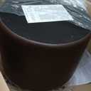 SONGMICS Round Ottoman, Ottoman with Storage, 17.7 x 17.7 x 17.5 Inches, Foot Rest with Legs, Synthetic Leather, Load up to 330 lb, for Living Room, Bedroom, Chestnut Brown ULOM014K01