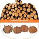 Coasters Set of 4,Pumpkin-Shaped Drink Coasters, Acacia Wood Coaster Set,Suitable for Coffee bar Accessories,Table Decor,Bars, and Offices