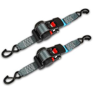 ANLULOAD 2 Pack Retractable Ratchet Straps (2in x 14.7ft),Cargo Strap Tie Downs for Trunk, Garage Motorcycles, Atvs,Trailers-WLL1,653lb,BS:3,307 lbsBlack