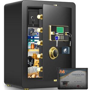 5.0 Cuft Fireproof Safe for Home, Home Safes Water and Fireproof, Safe Box with Digital Combination Lock, Fire and Water Proof Bag, Removable Shelf, Smart Alert, Fire Proof Safes for Money, Valuables Black