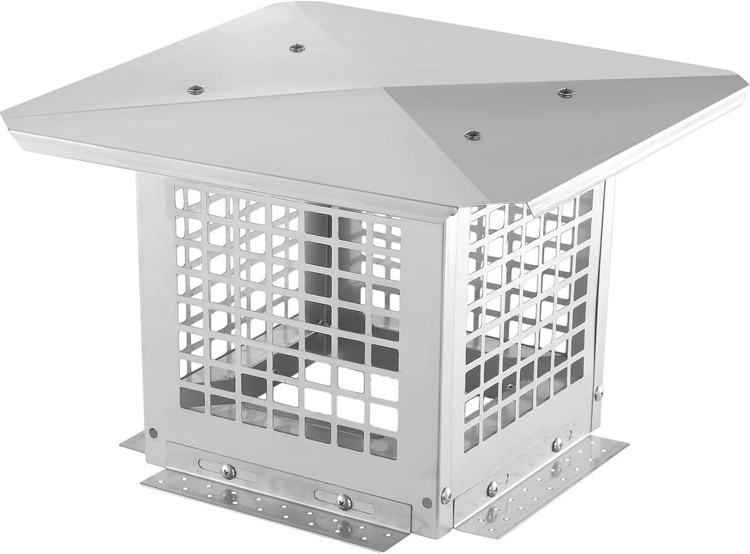 VEVOR Chimney Cap, 9 x 9 inch, 304 Stainless Steel Fireplace Chimney Cover, Not Easily Toppled & Practical Accessories & Easy Installation, Fits Mesh Flue Covers Outside Clay Flue Shingles, Silver