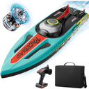 Brushless RC Boat 40+MPH, Remote Control Boats for Adults Kids, 19" Big Racing Boat for Salt Water Lake River with Self-Righting, LED Lights, Fishing Function Fast High Speed with Carry Bag