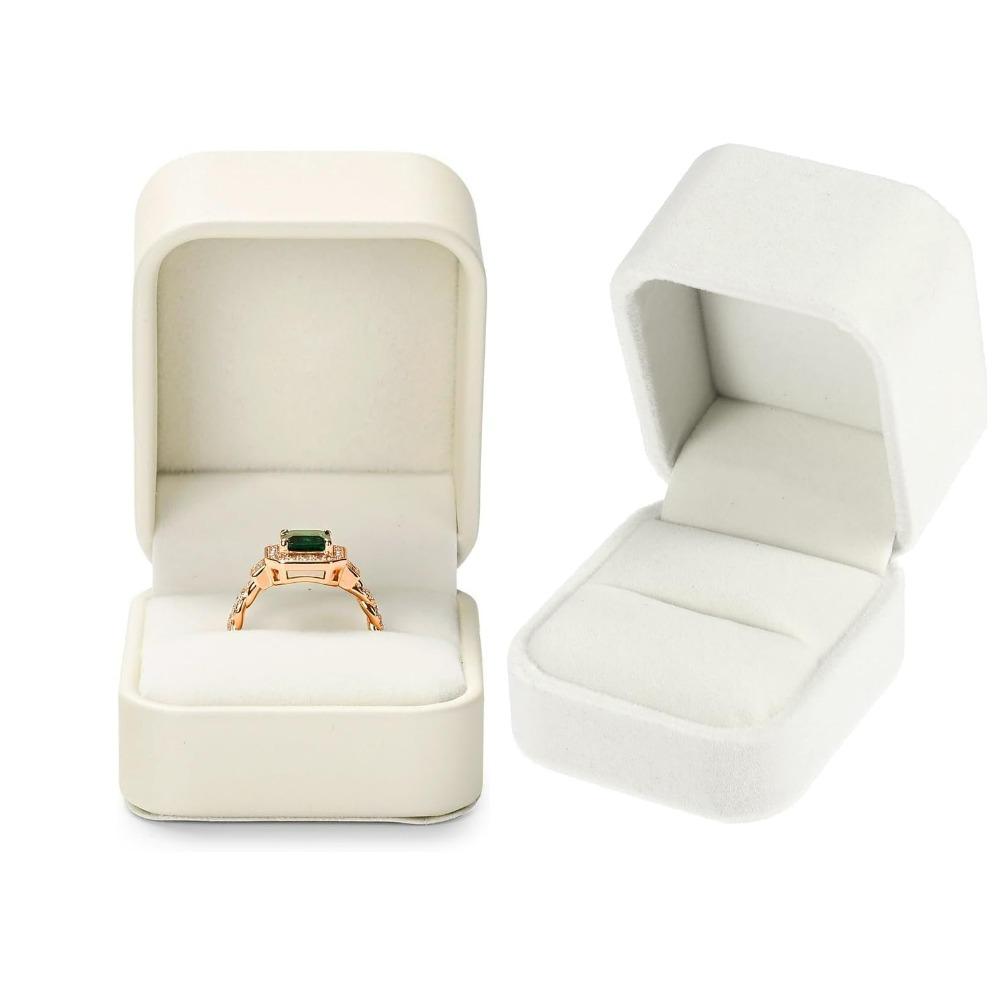 Pack of 2 :1)PU Leather Jewelry Ring Box for Proposal Engagement White PU Leather Jewelry Ring Gift Box, 2)
Luxury Ring Box, Jewelry Display Box for Engagement Disposal Decorative Box, Suede, White