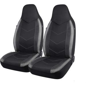 PIC AUTO Car Seat Covers - High Back Front Seat Covers, Sports Carbon Fiber Mesh Design, Universal Fit, Airbag Compatible (Gray)