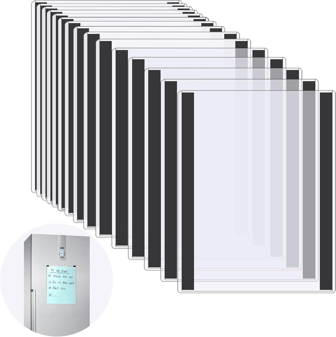 15 Pcs 8 1/2'' x 11'' Rigid Magnetic Sign Holder Magnetic Frames Clear Plastic Paper Holder with Magnet Borders Magnetic Document Holder (15Pcs)