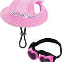 choyaxo Dog Sun Hat Set Including Dog Visor Sunbonnet Outfit with Ear Holes Dogsg Sunglasses Baseball Cap for Puppy Outdoor UV Protection (Small, Pink)