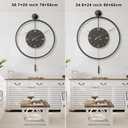 34.624 Inch Large Modern Decorative Oversized Pendulum Wall Clocks for Living Room,Big Minimalist Metal 3D Roman Numeral Dial,Classical Wall Clock With Walnut Pointers for Entryway,Dining Room Decor, Black Roman