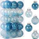 Christmas Ball Ornaments, 30ct 2.36 Inch Blue Shatterproof Clear Plastic Pet Ornaments for Holiday Wedding Party Gift Decorations PALE BLUE