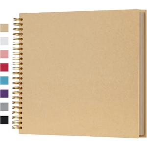 potricher 12 x 12 Inch Large DIY Scrapbook Photo Album 80 Pages Thick Kraft Blank Yellow Paper Memory Book for Wedding and Anniversary Family (Yellow, 12 Inch)