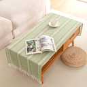 SIELUNO Linen Coffee Table Cloth, Rustic Farmhouse Coffee Table Cover for Living Room Tea Table Washer Dryer Fridge Top Dust Cover-Hollow Sage Green-20x60inch