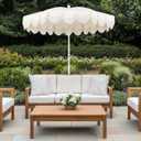 JONATHAN Y Mariner 6.5 ft. Solid Fringe Beach Umbrella, Cream, 78 inches diameter, 84 inches height