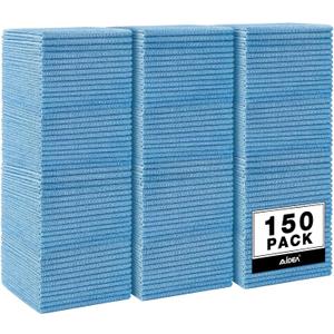 AIDEA Microfiber Cleaning Cloth Blue,150PK, Shop Rags, Microfiber Towels for Cars, Dusting Cloth Lint Free Rags, Absorbent Towels for SUVs, House, Kitchen, Mechanic, Workshops, 12"12"