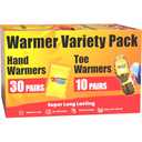 Hand & Toe Warmers - Variety Pack, 30 Pairs Hand Warmers, 10 Pairs Toe Warmers With Adhesive - Safe, Easy, All Natural - Air Activated, Body, Hands & Toes -Odorless Hot Hand & Toe Warmer - Sport Temp