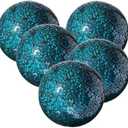 WHOLE HOUSEWARES | Decorative Balls for Centerpiece Bowls | Set of 5 | Glass Mosaic Sphere | Diameter 3" | Home/Garden/Kitchen/Living Room Decor | Decorative Balls for Bowls (Turquoise)