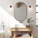 Andy Star Bronze Bathroom Mirror, 24x36 Brushed Bronze Oval Mirror, Oval Wall Mirror, Oval Vanity Mirror Metal Frame Deep 1 Hang Vertical or Horizontal