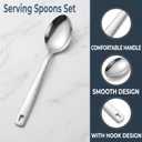 4 Pack Stainless Steel Serving Spoons, 12 Inch Large Buffet Serving Utensils, Heavy Duty 18/8 Metal Spoons with Textured Handle, Dishwasher Safe for Catering, Party, Kitchen