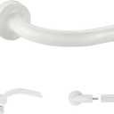 White Disc Curtain Rods, 48-84 Inches Window Curtain Rod, Adjustable Room Darkening Curtain Rod with Aluminum Finials and Brackets, Wrap Around Design