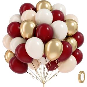 60pcs Maroon and Gold Balloons 12inch Burgundy and Gold Balloons with Sand White Nude Balloons for Wedding Bridal Shower Graduation Birthday Party Decorations
