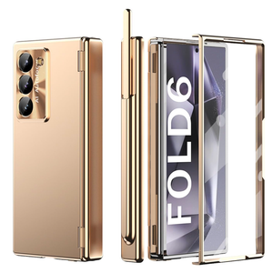 GOUHGKH for Galaxy Z Fold6 Case,with Buit-in Screen Protector, Rugged Hinge Protection, Camera len Cover, Full Body Protective Phone Case for Samsung Z Fold 6, Pink Gold
