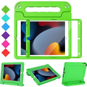 BMOUO Kids iPad 9th/8th/7th Generation Case with Screen Protector, Shockproof Convertible Handle Stand for 10.2 inch iPad, Green