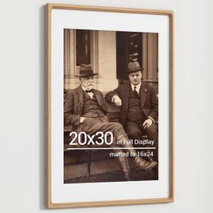 Heimlove 20x30 Picture Frames Natural Oak,Original Wood Hand Make Crafted Poster Frame with Mat to 16x24 Graduation Picture Display,Family Picture,Wedding Picture,Photo,Document Wall Decoration