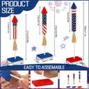 3 Pcs 4th of July Wood Firecracker Decorations Sign Memorial Day Wooden Firework Table Decor Rustic Rocket 4th of July Decorations Patriotic Tiered Tray Decor for 250th Anniversary