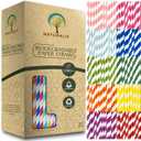 Naturalik 1000 Pack Multicolor Extra Durable Paper Straws Biodegradable - Premium Eco-Friendly Paper Straws Bulk- Drinking Straws for Juices, Restaurants and Party supplies, 7.7" (Multi-Color, 1000ct)