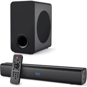 Fansbe Direct Sound Bar Speakers Bluetooth Wireless, TV Speakers Sound Bar Subwoofer, Home Theater Surround Sound Bar HDMI(ARC) Optical AUX USB 2.1ch Home Audio Sound System TV PC Wall Mount, Black