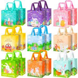 RICEDUO RICEUO 18-Pack Easter Egg Hunt Bags, Easter Tote Bags with Handles for Kids, Reusable Non-Woven Exchange Gifts Wrapping Bag for Holiday Baskets, Egg Hunt Game Party Supplies