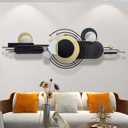 Wall Art ,Modern Creative Geometric Circular Metal Wall Sculptures, 58"18" Large Black 3D Metal Wall Art Hanging Sculptures for Living Room Dining Room Bedroom, Home Decor for Apartment Bedroom Abstract Art