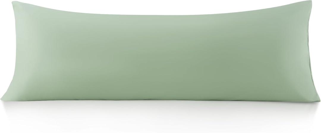 Oubonun 100% Cotton Body Pillowcase - 800 Thread Count/21x54, Moisture Absorbent and Breathable, Premium Hotel Body Pillow Cover for All Seasons, Sage Green