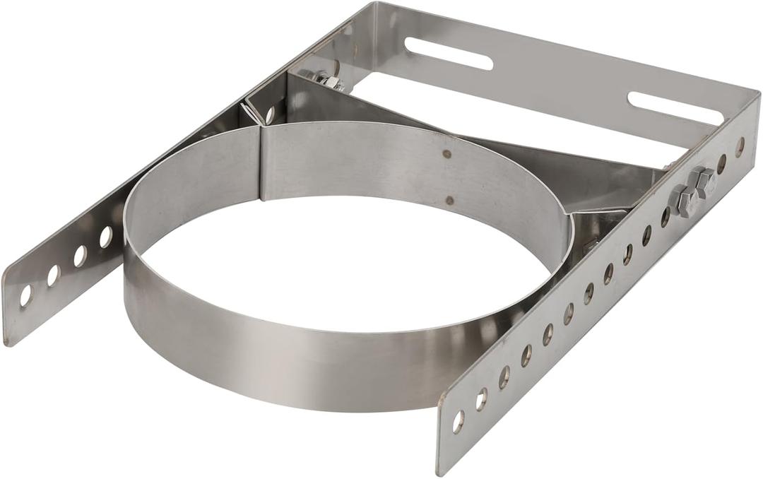 8 Inch Wall Support Bracket for Wood Stove Pipe, 6" Double Wall Chimney Pipe, 304 Stainless Steel Adjustable Wall Bracket, Chimney Pipe Holder, Fireplace Pipe Wall Bracket