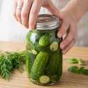 Jucoan 12 Pack 24 oz Glass Mason Jar Canning Jar with Silver Airtight Metal Lids, Regular Mouth Glass Jars for Preserving Fruits, Vegetables, Pickles, Tomato Juices and Sauces, Square Shape