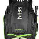 BSLN Pickleball Bag  Large Pickle Ball Sports Backpack with Padded Paddle Pockets & Large Bottom Sack for Shoes  Hanging Fence Hook, Storage Compartments for Laptop, Insulated Water Bottle (Green)
